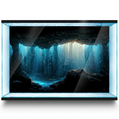 Aquarium Background Stickers - Cave Underwater Rock- Fish Tank Reptile Terrarium Decor Poster (45 x 30 cm / (17.7 x 11.8 inches)) - size: 45 x 30 cm / (17.7 x 11.8 inches)