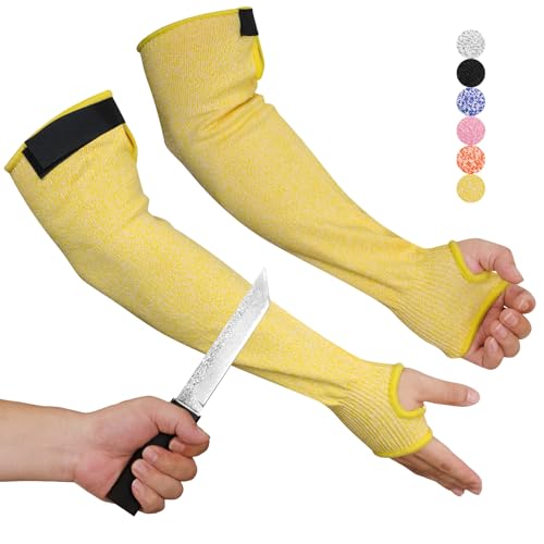 Cut Resistant Arm Sleeves for Men Women, ANSI A6 Arm Protectors for Thin Skin& Bruising for gardening Farming Yard - color: Yellow
