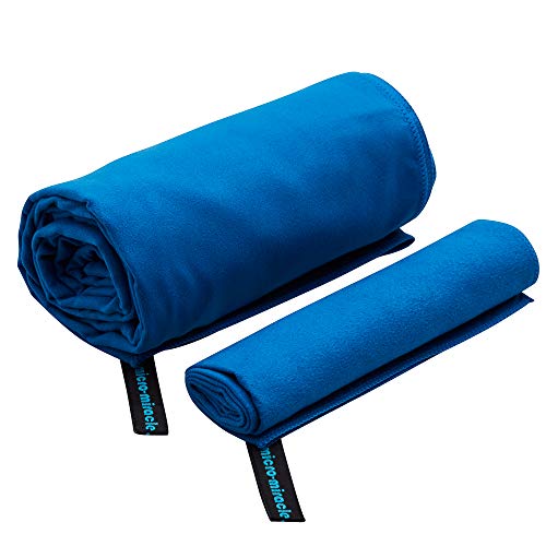 XL 여행용 타월 - 2in1 대형 빠른 건조 엑스트라 소프트 극세사, 13가지 색상, 체육관, 수영 연습, 여행, 배낭여행, 캠핑, RV, 해변, 비상 가방, 기숙사, 작은 집, 밴 또는 캠핑카용 경량 - color: 블루.