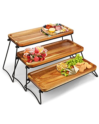 Manspdier 3 Tier Cupcake Stand and Towers Large Serving Tray for Party - size: 17" x 24" x 8.8"
