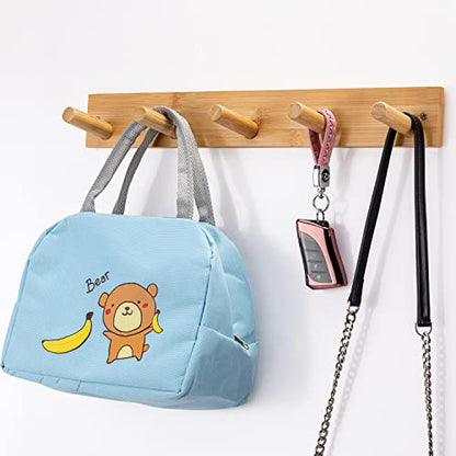 Wall Mounted Coat Rack, 5-Pegs Bamboo Entryway Hat Rack for Wall, Hooks for Hanging Coats and Jackets, Bathroom Kitchen Towel Rack Wall Hangers for Clothes Towel Hats Jackets - size: 5-Hook Rack