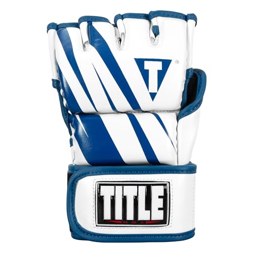 Title MMA Contender Training Gloves - color: Blue/White, size: Large