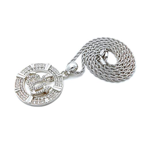 SJ Iced Arabic Allah Pendant 2mm Various Rope Chain Hip Hop Necklace XZ379RC - color: Silver 18"