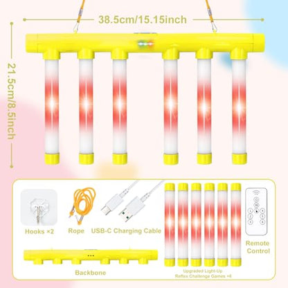 OCES Reflex Stick Game, Reflex Light-Up Sticks Reaction Training Hand Speed Challenge Game, Upgrade Hand Eye Coordination Training Toy Remote Control 3 Adjustable Speed (Light-Up Yellow) - color: Light-up Yellow