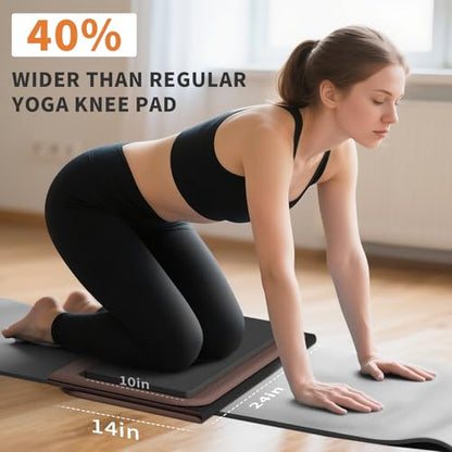 Foldable Exercise Pad Extra Thick 1.2" x 14" x 24" | POE Non-Toxic Multi-Functional Knee & Elbow Cushion for Push Up, Yoga, Pilates, Home & Gym Use for Adults & Kids - color: Dark brown+black