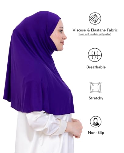 Prien Easy To Wear Hijab For Women, Muslim Instant Turban With Niqab, Islamic Clothes, Soft Scarf For Prayer, Abaya, Khimar - color: Purple