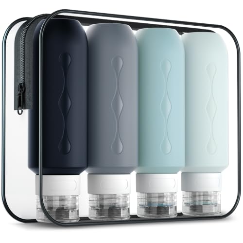 Gemice Travel Bottles for Toiletries, Tsa Approved Travel 6oz Size Containers with Clear Bag, BPA Free Leak Proof Travel Tubs Refillable Liquid Travel Accessories for Cometic Shampoo Lotion - color: Cool Grays, size: 6 Ounces