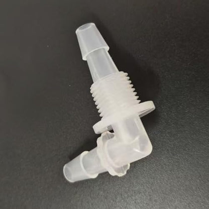 1/4'' L-Type Bulkhead Plastic Hose Barb Fittings 1/4G Male Threaded for Aquarium Fuel Gas Liquid Air PP Pack of 25 (Bulkhead Fitting and Nut)