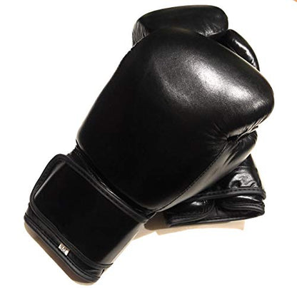 Top Grade Leather Boxing Gloves for Men and Women - Muay Thai Training Kickboxing Fighting Multi Layer Foam Sparring Gloves - Safety Strap Boxing Gloves with Black Palm 20oz, 22oz, 24oz - size: 20oz