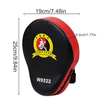 Boxing Punch Mitts, PU Boxing Pads Curved Focus Mitts, Adjustable Punching Hand Pads for Martial Arts Karate MMA Muay Thai - color: Red