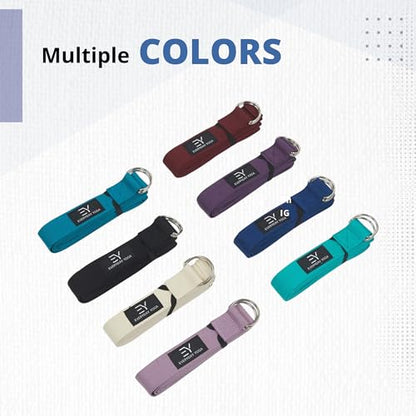 Everyday Yoga Strap with Metal D-Ring - Durable Stretching Strap for Yoga, Pilates, Flexibility & Physical Therapy (6ft, 8ft, 10ft) - color: Plum, size: 6 Foot