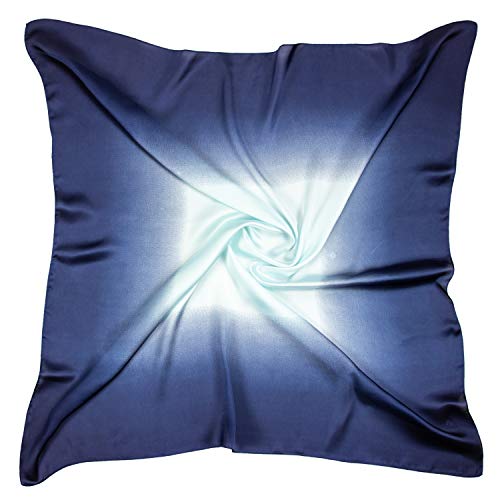RIIQIICHY Head Scarf for Women Like Silk Satin Scarf for Hair Wrapping at Night Bandana Square Scarf for Sleeping 35 Inch - color: Aliceblue/ Midnightblue