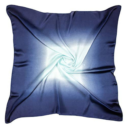 RIIQIICHY Head Scarf for Women Like Silk Satin Scarf for Hair Wrapping at Night Bandana Square Scarf for Sleeping 35 Inch - color: Aliceblue/ Midnightblue