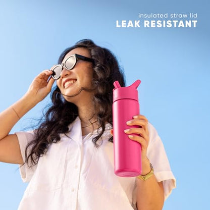 Simple Modern Insulated Water Bottle with Straw | 18oz | Beige - color: -Almond Birch, style: 18oz
