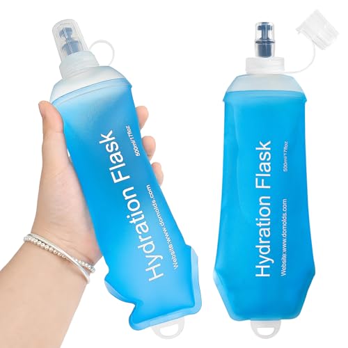 GUYI GYGYL Soft Flask, TPU Collapsible Soft Water Bottle for Hydration Pack, Running Vest, Leak-Proof Folding Water Bottle for Hiking Cycling Climbing Jogging-500ml Blue, 2pcs - color: 2Pcs 500ml Blue