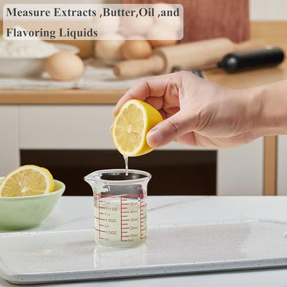 High Borosilicate Glass Measuring Cup-V-Shaped Spout，Glass Measuring Beaker for Kitchen or Restaurant, Easy to Read, 60 ML (2 Oz)-Pack of 2 - size: 60 ML (2 Oz)-Pack of 2