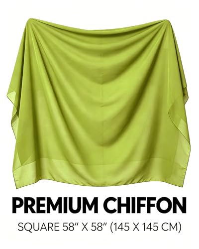 Lina & Lily Premium Chiffon Hijab Head Scarf Shawl Wrap for Muslim Women Square 58'' x 58'' - color: Lime Green