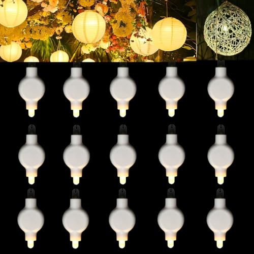 Battery Operated Paper Lantern Party Lights – 15 Pack LED Balloons Light for Star Paper Lanterns | Mini Battery Powered Bulbs for Party Craft ,Weddings & Festival Decorations (Warm White) - color: Warm White