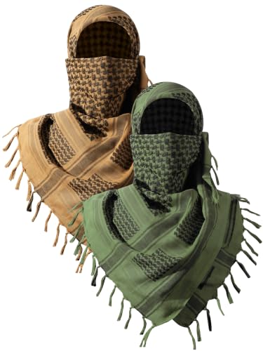 FREE SOLDIER Shemagh Keffiyeh Scarf for Men - color: Coyote Brown and Army Green