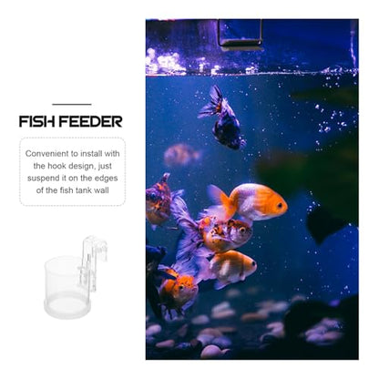 Happyyami Reusable Acrylic Fish Feeder Ring with Hook Large Aquarium Feeding Circle for Fish Tanks Floating Food Holder for Aquarium Supplies