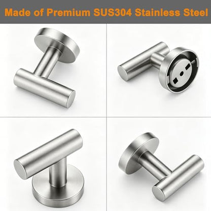 Nolimas Bathroom Towel Hooks SUS 304 Stainless Steel Coat Hook Round Clothes Towel Coat Robe Hook Cabinet Closet Door Sponges Holder for Bath Kitchen Garage Hotel,Wall Mounted, Brushed Nickel, 2Pack - color: 2pcs Brushed Nickel