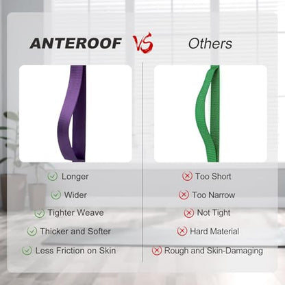 Durable Non-Elastic Stretch Strap for Physical Therapy and Yoga, 10 Loops Stretching Band for Pilates, Flexibility, Exercise - Ideal for Men & Women - color: ‎Purple