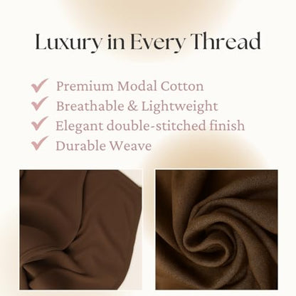 Premium Breathable Modal Cotton Hijab for Women, Lightweight, Non-Slip, Soft & Elegant Scarf for Everyday Wear - color: Warm Camel Brown