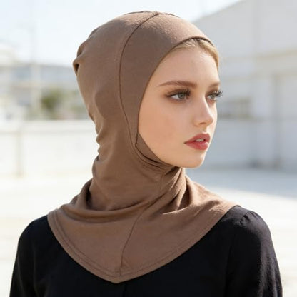 Solid Women Muslin Head Scarf Plain Under Scarf Turban Cap Flexible Viscose Neck Collar Bonnet Chic Wear For Gym Ramadan - color: Khaki