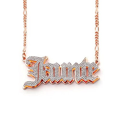 Custom Name Necklace Double Plated Name Necklace Personalized Name Plate Necklaces Name Necklaces for Women 18k Gold Plated Nameplate Pendant - color: Style 16
