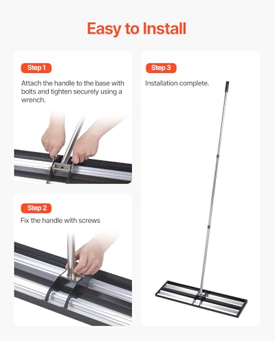 VEVOR Updated Lawn Leveling Rake with Roller, 30" x 10" Stainless Steel Lawn Leveler with 83.9" Adjustable Handle, Heavy Duty Yard Leveling Rake, Effort Saving Lawn Leveling Tool for Yard Golf Court - size: 10x30x84in(with Roller)