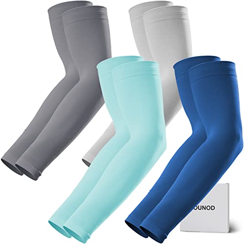 GOUNOD Arm Sleeves for Men Women,Compression Sleeves to Cover Arms for Men Working,Sun Sleeves for Men UV Protection - color: 4 Pairs:dark Grey,light Grey,dark Blue,light Blue