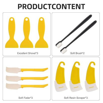 YIBECO 11pcs UV Resin 3D Printer Must-Have Tools, Scrapers, Silicone Spatulas,Brushes for Resin Transfer Cleaning and Protection Release FEP Film Vat Tank,3D Printer Accessories (11PCS) - size: 11PCS