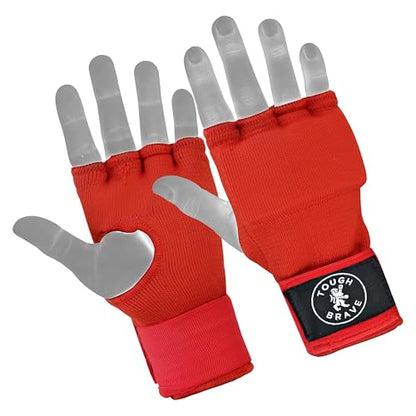 Boxing Gel Hand Wraps Quick Wraps – Padded Inner Gloves for Boxing, Muay Thai, Kickboxing & MMA Training - color: Red, size: Large