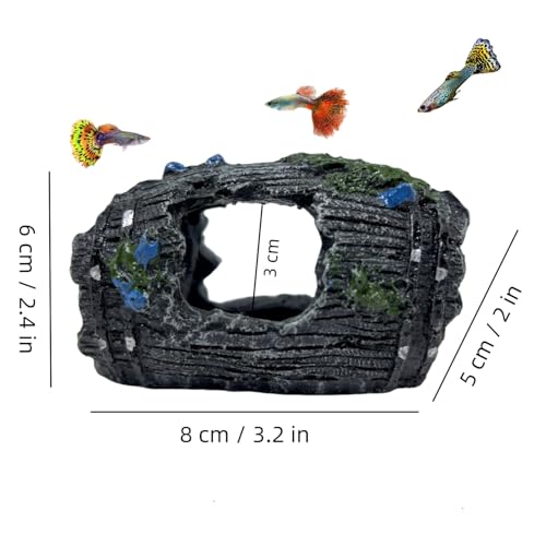 2 Pack Aquarium Broken Barrel Decor, Cichlids Guppy Small Fish Betta Shrimp Hide Caves Playground, Hideouts for Small Fish Breed Spawn Shelter (2 Pack)