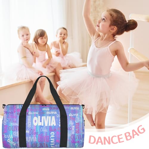 Custom Named Dance Ballet Bag, Gradient Blue Galaxy Shiny | Gym Bag Sports Travel Duffle Bag Tote Carry On Weekend Sports Travel - color: Gradient Blue