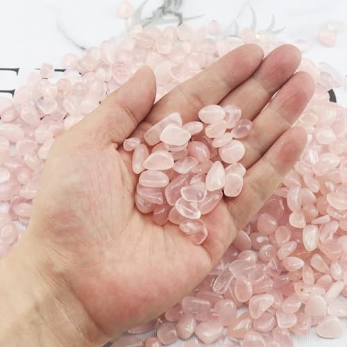 0.96LB Rose Quartz Aquarium Gravel Natural Crystal Crushed Vase Filler Fish Tank Decorative Succulent Rocks Bulk Tumbled Polished Irregular Shaped - color: Rose Quartz