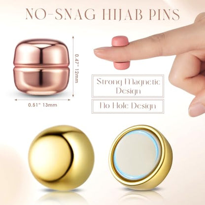 Janinka 30 Pairs Strong Hijab Magnets Pins for Women No-snag Multi-use Hijab Magnetic Buttons Bulk Colorful Pinless Magnetic Clasp for Hijabs Scarf Veil Clothes Dress