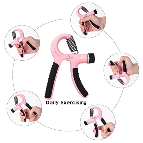 Grip Strength Trainer-2 Pack Hand Grip Strengthener Adjustable Resistance Range 20-90 lbs Non-Slip Hand Grip, Hand Gripper Exerciser, Wrist Strengthener for Forearm Grip Workout - color: pink