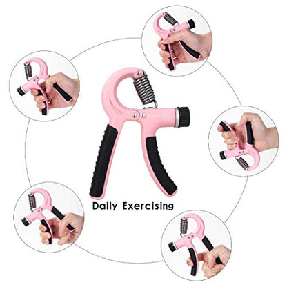 Grip Strength Trainer-2 Pack Hand Grip Strengthener Adjustable Resistance Range 20-90 lbs Non-Slip Hand Grip, Hand Gripper Exerciser, Wrist Strengthener for Forearm Grip Workout - color: pink