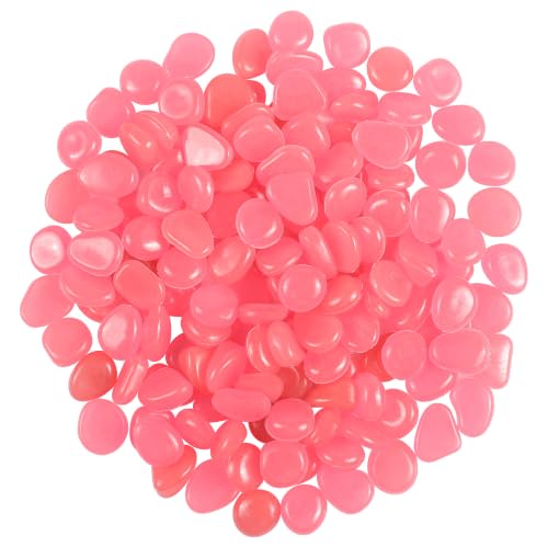 OSOPOLA 150 PCS Glow in The Dark Rocks - Pink Luminous Stones | Fish Tank Accessories Turtle DIY Decor Pebbles for Fairy Garden Yard FD05PK150 - color: Pink/150 pcs, size: 2.5x2x0.5cm