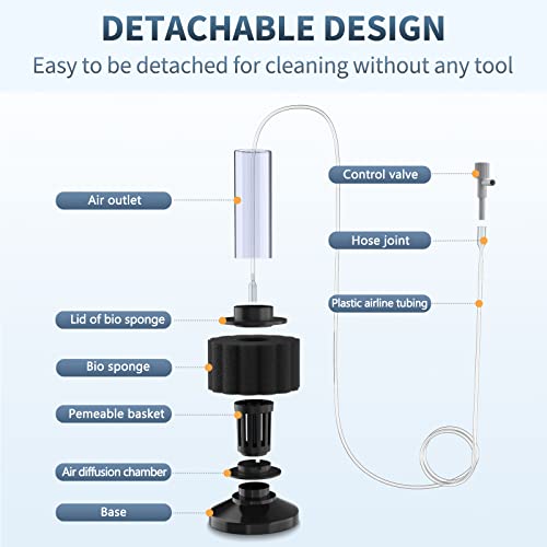 Pawfly Aquarium Air Pump with Nano Bio Sponge Filter Kit Air Control Valve Airline Tubing and Check Valve Accessories - style: 3-10 Gal