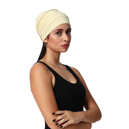 Chemo Silky Soft Slouchy Snood Bamboo Cap Beanie for Women Cancer Hair Loss Turban Hat Chemo Headwear Women - color: Lemon