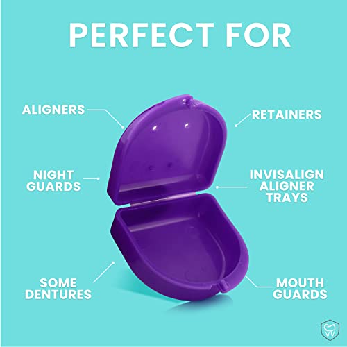 FRESH KNIGHT Retainer Case (2 Pack). Retainer Case with Vent Holes. Perfect for Denture, Mouth Guard, Aligner (Purple) - color: Purple