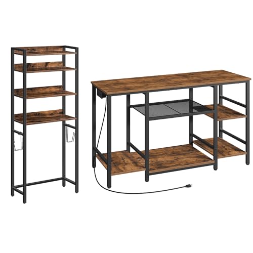 MAHANCRIS Over The Toilet Storage Rack and 55-75 Gallon Fish Tank Stand Bundle, 4 Tier Bathroom Organizer Over Toilet, Heavy Duty Reptile Terrarium Tank Stand, TSHR0401Z-FTHR55E01