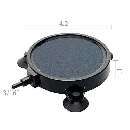 PINVNBY 4.2-Inch Air Stone Disc Bubble Diffuser with Suction Cups for Oxygenation in Fresh/Saltwater Tanks, Ponds, Hydroponic, Aquaponics, and as a Decorative Airstone for Aquariums - size: 2 PCS