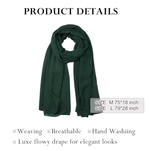 Sumolux Chiffon Shawls and Wraps for Evening Dresses Women Wedding - color: Blackish Green, size: L (79"×28")