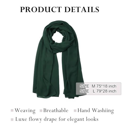 Sumolux Chiffon Shawls and Wraps for Evening Dresses Women Wedding - color: Blackish Green, size: L (79"×28")