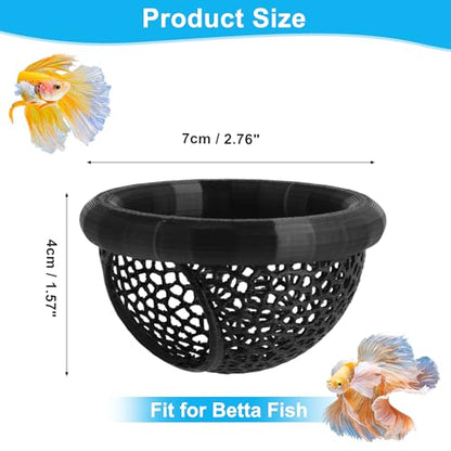 Floating Betta Cave & Hammock, Multi-Functional Hideout for Aquarium Black - color: Black