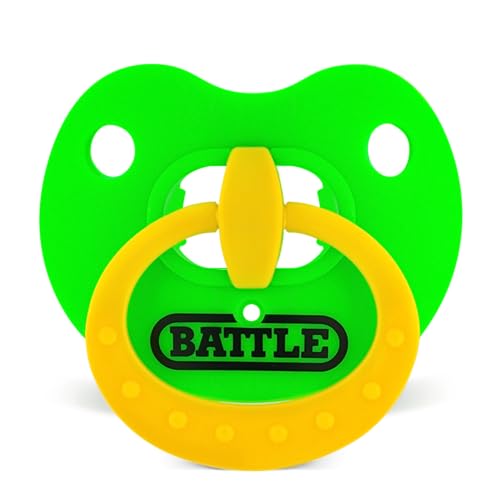 Battle Sports Binky Oxygen Football Mouthguard - Detachable Strap, Maximum Breathability, Works with Braces & No Boiling Required - color: Neon Green/Yellow