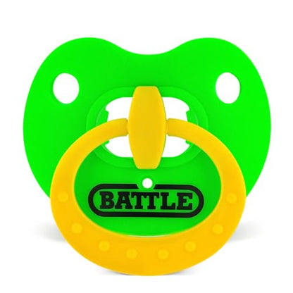 Battle Sports Binky Oxygen Football Mouthguard - Detachable Strap, Maximum Breathability, Works with Braces & No Boiling Required - color: Neon Green/Yellow